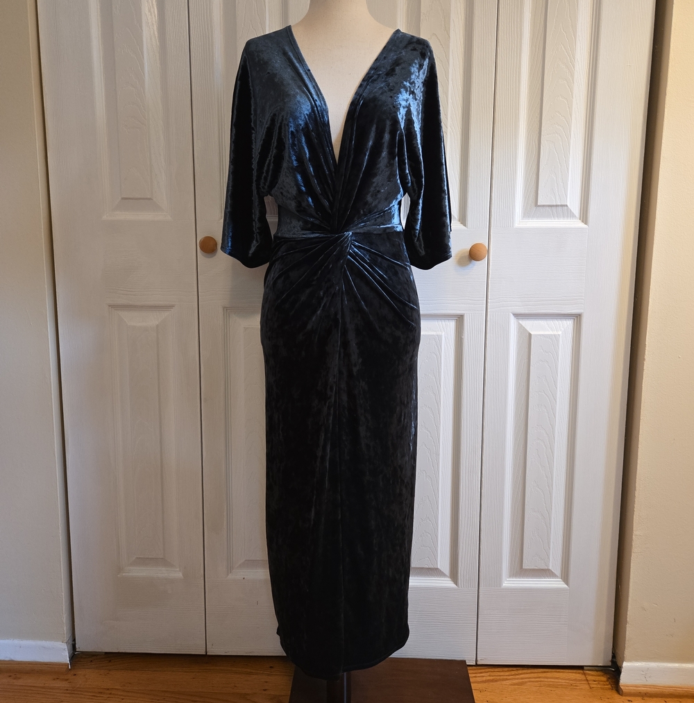 Zara Velvet Twist-Front Midi Dress
